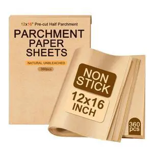 360 Pcs Parchment Paper Sheets, Non-Stick, Pre-cut (12x16 Inch) 360 Pcs Parchment Paper Sheets, Non-Stick, Pre-cut (12x16 Inch)