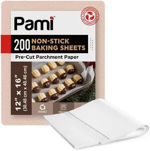 Disposable Non-Stick Cookie Sheets for Baking 200 Pre-Cut Parchment Paper Sheets (12"X16") for Cooking, Oven, Air-Fryer, Grilling, Freezer Safe Disposable Non-Stick Cookie Sheets for Baking 200 Pre-Cut Parchment Paper Sheets (12"X16") for Cooking, Oven, Air-Fryer, Grilling, Freezer Safe