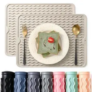 2 Pack Caketime Silicone Dish Drying Mat for Kitchen Counter Dining Placemats Shower Caddy Refrigerator Liners Essentials Heat Resistant Waterproof Trivets Pad Coffee Bar Items 15"x11.5" Milk 2 Pack Caketime Silicone Dish Drying Mat for Kitchen Counter Dining Placemats Shower Caddy Refrigerator Liners Essentials Heat Resistant Waterproof Trivets Pad Coffee Bar Items 15"x11.5" Milk
