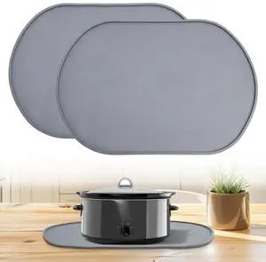 2 Pcs Heat Resistant Mat for Crockpot Slow Cooker - Thickened Silicone Baking Mats, Oval Non Slip Waterproof Heat Resistant Pad, Universal Fit for Most Slow Cookers, Easy to Store 2 Pcs Heat Resistant Mat for Crockpot Slow Cooker - Thickened Silicone Baking Mats, Oval Non Slip Waterproof Heat Resistant Pad, Universal Fit for Most Slow Cookers, Easy to Store