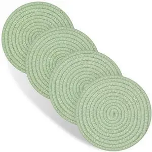 Trivets for Hot Dishes, 4 Pot Holders for Kitchen, Heat Resistant Mats for Countertop, 8 Inch Hot Pads for Hot Pots and Pans, Coaster, Home Essentials, Rustic Farmhouse Decor (Green) Trivets for Hot Dishes, 4 Pot Holders for Kitchen, Heat Resistant Mats for Countertop, 8 Inch Hot Pads for Hot Pots and Pans, Coaster, Home Essentials, Rustic Farmhouse Decor (Green)