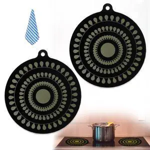 9.5 Inch Thermochromic Silicone Induction Cooktop Protect Mat,2Pcs Induction Cooktop Protective Cover,Non-Slip Pads to Prevent Pots and Pans from Sliding While Cooking 9.5 Inch Thermochromic Silicone Induction Cooktop Protect Mat,2Pcs Induction Cooktop Protective Cover,Non-Slip Pads to Prevent Pots and Pans from Sliding While Cooking