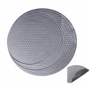 Silicone Heat Resistant Mat, roll up placemats for Travel,Non Slip Table mat3 in 1 kit, Gray Silicone Heat Resistant Mat, roll up placemats for Travel,Non Slip Table mat3 in 1 kit, Gray