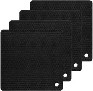 Trivets for Hot Dishes, Trivet Hot Pads for Kitchen, Trivets for Pots and Pans, Silicone Pot Holder, Multi-Use Silicone Trivet Mat Heat Resistant Mats for Countertop Set 4 Black Trivets for Hot Dishes, Trivet Hot Pads for Kitchen, Trivets for Pots and Pans, Silicone Pot Holder, Multi-Use Silicone Trivet Mat Heat Resistant Mats for Countertop Set 4 Black
