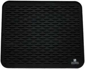 Silicone Dish Drying Mat 17 x 15, Large Countertop Drainer, Sink Protector and Heat Resistant Trivet, Black Silicone Dish Drying Mat 17 x 15, Large Countertop Drainer, Sink Protector and Heat Resistant Trivet, Black