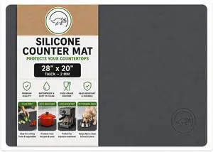 Large Silicone Mat 28" x 20" Mat Thick Heat Resistant, Kitchen Counter Mat Waterproof - Coffee Machine, Glass Top Stove Cover Countertop Protector for Air Fryer, Baking mat (Grey) Large Silicone Mat 28" x 20" Mat Thick Heat Resistant, Kitchen Counter Mat Waterproof - Coffee Machine, Glass Top Stove Cover Countertop Protector for Air Fryer, Baking mat (Grey)
