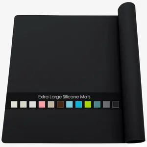 Food Grade Silicone Mats for Kitchen Counter - Countertop Protector Mat Heat Resistant Mat for Air Fryer, Non-Slip Kids Dinner Table Placemat, Nonstick Silicone Mat for Pastry, Baking, Black 1 Pack Food Grade Silicone Mats for Kitchen Counter - Countertop Protector Mat Heat Resistant Mat for Air Fryer, Non-Slip Kids Dinner Table Placemat, Nonstick Silicone Mat for Pastry, Baking, Black 1 Pack