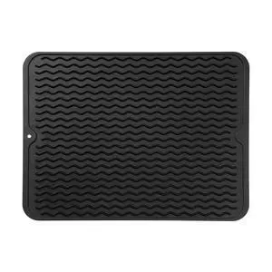 Silicone Dish Drying Mat Quick-Dry Ridges Counter & Sink Pad, Heat-Resistant Trivet to 450°F, Non-Slip & Dishwasher Safe, Roll-Up Storage, 18 Colors & 9 Sizes (Black, 16"×12") Silicone Dish Drying Mat Quick-Dry Ridges Counter & Sink Pad, Heat-Resistant Trivet to 450°F, Non-Slip & Dishwasher Safe, Roll-Up Storage, 18 Colors & 9 Sizes (Black, 16"×12")