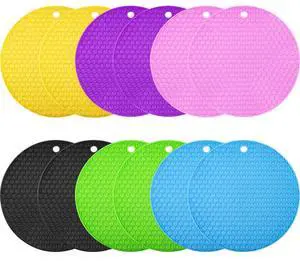 Pack Silicone Trivets Mat, Hot Pad Mat, Pot Holder, Silicone Hot Pad for Kitchen Counter (Black,Yellow,Purple,Green,Red,Blue) Pack Silicone Trivets Mat, Hot Pad Mat, Pot Holder, Silicone Hot Pad for Kitchen Counter (Black,Yellow,Purple,Green,Red,Blue)