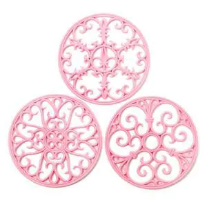 Silicone Trivet Mat - Non-Slip & Heat Resistant Kitchen Pads for Countertops & Table - Trivets for Hot Dishes & Cookware - Pot Holder for Pots & Pans - Pink, Set of 3 Silicone Trivet Mat - Non-Slip & Heat Resistant Kitchen Pads for Countertops & Table - Trivets for Hot Dishes & Cookware - Pot Holder for Pots & Pans - Pink, Set of 3