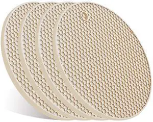 4 Pcs Trivets for Hot Dishes, Kitchen Heat Resistant Silicone Trivet, Extra Thick, Large, Non Slip (3. Beige) 4 Pcs Trivets for Hot Dishes, Kitchen Heat Resistant Silicone Trivet, Extra Thick, Large, Non Slip (3. Beige)