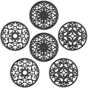 Set Silicone Trivet Mats for Hot Dishes, Heat Resistant Pots and Pans Holders, Non-Slip Flexible Hot Pads Coasters for Countertops Table, Modern Kitchen Decor Accessories (Black) Set Silicone Trivet Mats for Hot Dishes, Heat Resistant Pots and Pans Holders, Non-Slip Flexible Hot Pads Coasters for Countertops Table, Modern Kitchen Decor Accessories (Black)