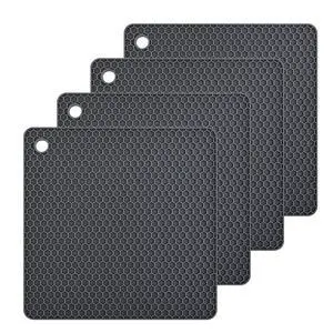 Silicone Trivet Pot Mat for Countertop Trivest Pads Heat Resistant Table Placemats 4 Pack,Size:7.5x7.5 Inch, Color: Grey, Shape: Square Silicone Trivet Pot Mat for Countertop Trivest Pads Heat Resistant Table Placemats 4 Pack,Size:7.5x7.5 Inch, Color: Grey, Shape: Square
