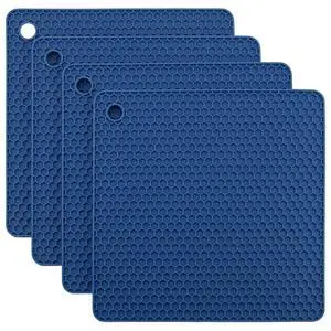 Silicone Trivets Mats, Silicone Hot Pads for Pot Holder, Square Trivets for Hot Dishes, Pots and Pans, Multi Purpose Hot Pads for Kitchen Counter, Non Slip Heat Resistant Mats Set 4 Navy Silicone Trivets Mats, Silicone Hot Pads for Pot Holder, Square Trivets for Hot Dishes, Pots and Pans, Multi Purpose Hot Pads for Kitchen Counter, Non Slip Heat Resistant Mats Set 4 Navy