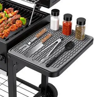 Silicone Grill Tools Mat for Blackstone Weber Traeger Pit Boss Flat Top Grill Smoker,BBQ Accessories Pad Mats for Outdoor Kitchen Counter Cooking, Side Shelf Spatula Mat,Gifts for Men (Grey) Silicone Grill Tools Mat for Blackstone Weber Traeger Pit Boss Flat Top Grill Smoker,BBQ Accessories Pad Mats for Outdoor Kitchen Counter Cooking, Side Shelf Spatula Mat,Gifts for Men (Grey)