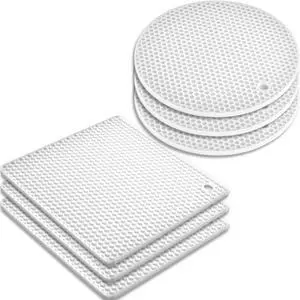 Silicone Square Trivets Mat, 6 Packs Multipurpose Non Slip Heat Resistant Pot Holder-White Silicone Square Trivets Mat, 6 Packs Multipurpose Non Slip Heat Resistant Pot Holder-White