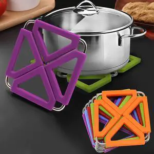 Set of 5 Silicone Trivet Mat Expandable Hot Pot Holder with Stainless Steel Frame for Home Kitchen Heat Resistant Insulated Hot Pads Coasters Table Dish Mat Tableware Placemat for Hot Pans Bowls Set of 5 Silicone Trivet Mat Expandable Hot Pot Holder with Stainless Steel Frame for Home Kitchen Heat Resistant Insulated Hot Pads Coasters Table Dish Mat Tableware Placemat for Hot Pans Bowls