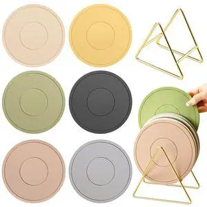 6Pcs Thickened Pot Holders, Silicone Trivets, Non-Slip Heat Resistant Pads, with 1 Gold Triangle Holder, for Kitchen Hot Pots and Pans(6 Colors) 6Pcs Thickened Pot Holders, Silicone Trivets, Non-Slip Heat Resistant Pads, with 1 Gold Triangle Holder, for Kitchen Hot Pots and Pans(6 Colors)