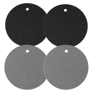 Silicone Trivet Mats, 4 Pack, Black and Grey Silicone Trivet Mats, 4 Pack, Black and Grey