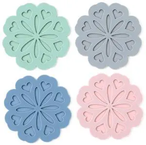 Set 4 Silicone Trivet Mat - Hot Pot Holder Hot Pads for Table & Countertop - Trivet for Hot Dishes - Non-Slip & Heat Resistant Modern Kitchen Hot Pads for Pots & Pans, Assort 4 Colors Set 4 Silicone Trivet Mat - Hot Pot Holder Hot Pads for Table & Countertop - Trivet for Hot Dishes - Non-Slip & Heat Resistant Modern Kitchen Hot Pads for Pots & Pans, Assort 4 Colors