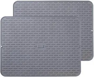 Silicone Dish Drying Mat - Extral Large 24" x 18" - Set of 2 Flexible Rubber Drying Mat, Heat Resistant Silicone Trivet, Countertop Mat, Dish Draining Mat, Sink Mat Silicone Dish Drying Mat - Extral Large 24" x 18" - Set of 2 Flexible Rubber Drying Mat, Heat Resistant Silicone Trivet, Countertop Mat, Dish Draining Mat, Sink Mat