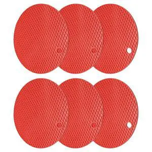 Pcs Round Silicone Trivets, Non Slip Pot Holders Multipurpose Mat, Dishwasher Safe Trivet for Kitchen Use(Red) Pcs Round Silicone Trivets, Non Slip Pot Holders Multipurpose Mat, Dishwasher Safe Trivet for Kitchen Use(Red)