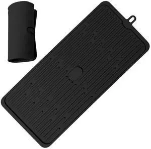 Silicone Dish Drying Mat 18x8, Heat Resistant Trivets for Kitchen Counter, Draining Mat, Sink Mat, Hot Pads for Multiple Usage (Black) Silicone Dish Drying Mat 18x8, Heat Resistant Trivets for Kitchen Counter, Draining Mat, Sink Mat, Hot Pads for Multiple Usage (Black)