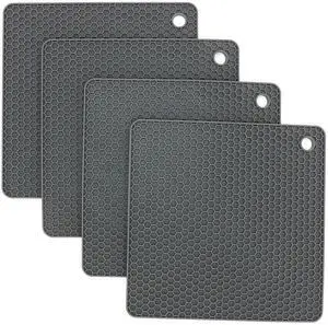 Silicone Trivets for Hot Dishes, Pots and Pans, Hot Pads for Kitchen, Dark Grey Silicone Pot Holders Mats for Kitchen Quartz Counter Heat Resistant Mat, Flexible Trivet Mat Set 4 Silicone Trivets for Hot Dishes, Pots and Pans, Hot Pads for Kitchen, Dark Grey Silicone Pot Holders Mats for Kitchen Quartz Counter Heat Resistant Mat, Flexible Trivet Mat Set 4