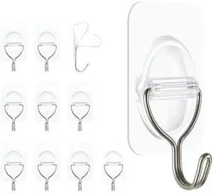 Adhesive Wall Hooks No Damage, Stick On Hooks for Hanging 10 Pack - Transparent Stainless Steel 5KG Heavy Duty, Waterproof Removable (3.5x5.3cm) Kitchen Bathroom Office, Ganchos para Pared Adhesive Wall Hooks No Damage, Stick On Hooks for Hanging 10 Pack - Transparent Stainless Steel 5KG Heavy Duty, Waterproof Removable (3.5x5.3cm) Kitchen Bathroom Office, Ganchos para Pared
