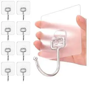 Ultra Strong 50lb (Max) Transparent Self-Adhesive Hooks - Heavy-Duty Wall Hooks for Kitchen, Bathroom, Ceiling, and More - The Ultimate Organizational Solution (Pack of 10) Ultra Strong 50lb (Max) Transparent Self-Adhesive Hooks - Heavy-Duty Wall Hooks for Kitchen, Bathroom, Ceiling, and More - The Ultimate Organizational Solution (Pack of 10)