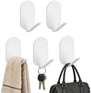 5Pack Heavy Duty Self-Adhesive Hanging Hooks Door Hooks Wall Hook for Keys, Bathroom, Shower, Outdoor, Kitchen, Door, Home Improvement, Utility Room-Thickened Carbon Steel (White) 5Pack Heavy Duty Self-Adhesive Hanging Hooks Door Hooks Wall Hook for Keys, Bathroom, Shower, Outdoor, Kitchen, Door, Home Improvement, Utility Room-Thickened Carbon Steel (White)