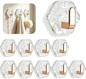 10PCS Water Ripple Hexagonal Self Adhesive Hooks, No Drill Wall Hooks, Self-Adhesive Hooks Easy Installation Bathroom Kitchen Wall Hook for Towels, Keys & Home Decor, Home Organization 10PCS Water Ripple Hexagonal Self Adhesive Hooks, No Drill Wall Hooks, Self-Adhesive Hooks Easy Installation Bathroom Kitchen Wall Hook for Towels, Keys & Home Decor, Home Organization
