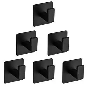 Bath Towel Hook,6 Pack Self Adhesive Square Coat Hooks, Sturdy No Drilling Robe Hook, Heavy Duty Aluminum Clothes Hanger, Wall Hooks for Bathroom Bedroom Kitchen (2 Inch,Black) Bath Towel Hook,6 Pack Self Adhesive Square Coat Hooks, Sturdy No Drilling Robe Hook, Heavy Duty Aluminum Clothes Hanger, Wall Hooks for Bathroom Bedroom Kitchen (2 Inch,Black)