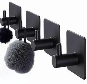 Adhesive Hooks for Hanging - 4 PCs, Towels Hooks for Bathroom, Sticky Hooks for Walls No Damage, Adhesive Hook for Outside, Kitchen, Bathroom, Office (Black 1) Adhesive Hooks for Hanging - 4 PCs, Towels Hooks for Bathroom, Sticky Hooks for Walls No Damage, Adhesive Hook for Outside, Kitchen, Bathroom, Office (Black 1)