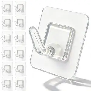 20 Pack Adhesive Wall Hooks for Hanging, Clear Adhesive Towel Coat Hooks, Damage Free Sticky Utility Hooks for Bathroom, Outdoor, Kitchen, Door 20 Pack Adhesive Wall Hooks for Hanging, Clear Adhesive Towel Coat Hooks, Damage Free Sticky Utility Hooks for Bathroom, Outdoor, Kitchen, Door