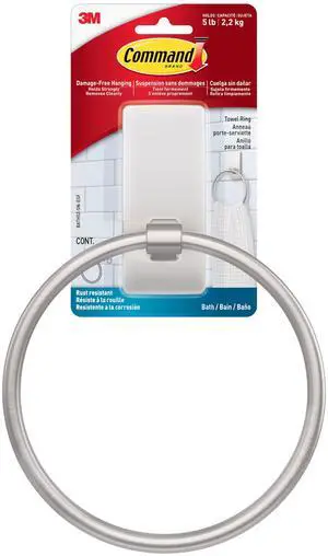 Hand Towel Holder Satin Nickel with Water Resistant Command Strips, Rust Resistant Bathroom Organizer, Holds up to 5 lbs Hand Towel Holder Satin Nickel with Water Resistant Command Strips, Rust Resistant Bathroom Organizer, Holds up to 5 lbs