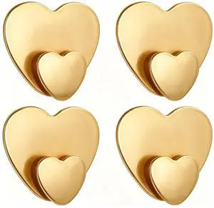 Cute Wall Hooks Self Adhesive Towel Hooks 4 Pack Gold Heart Shaped Wall Hooks, No Drill Stick on Hooks for Bathroom Cute Wall Hooks Self Adhesive Towel Hooks 4 Pack Gold Heart Shaped Wall Hooks, No Drill Stick on Hooks for Bathroom