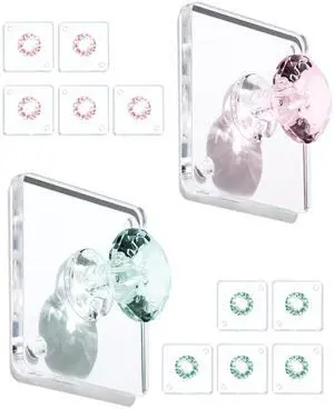 Diamond Acrylic Adhesive Wall Hooks, 12-Pack Small Decorative Hooks for Keys, Jewelry, Towels, Kitchen & Bathroom (Green & Pink) Diamond Acrylic Adhesive Wall Hooks, 12-Pack Small Decorative Hooks for Keys, Jewelry, Towels, Kitchen & Bathroom (Green & Pink)