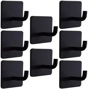 Adhesive Hooks Heavy Duty 8 Pack Stainless Steel Wall Hooks No Drill, Waterproof Bathroom Towel Hooks, Removable Sticky Hooks for Kitchen Shower Door Bedroom 15 lbs Max, Matte Black Adhesive Hooks Heavy Duty 8 Pack Stainless Steel Wall Hooks No Drill, Waterproof Bathroom Towel Hooks, Removable Sticky Hooks for Kitchen Shower Door Bedroom 15 lbs Max, Matte Black
