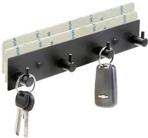 Key Hooks for Wall, Self Adhesive Key Holder for Wall with 2 Self-Adhesive Tapes, No Damage Key Holder Rack for Wall with 4 Key Hooks for Entryway, Door, Bathroom, Kitchen Key Hooks for Wall, Self Adhesive Key Holder for Wall with 2 Self-Adhesive Tapes, No Damage Key Holder Rack for Wall with 4 Key Hooks for Entryway, Door, Bathroom, Kitchen