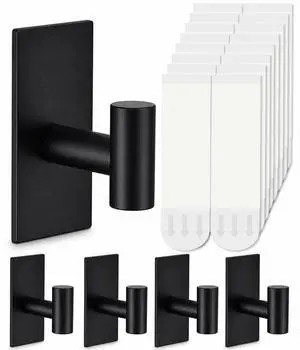 5 Pcs Towel Hooks Heavy Duty for HangingAdhesive Wall Hooks with Removable StripsSticky No DamageOutdoor for BathroomsShowerStockingsDecorRobeX-LargeBlack 304 Stainless Steel 5 Pcs Towel Hooks Heavy Duty for HangingAdhesive Wall Hooks with Removable StripsSticky No DamageOutdoor for BathroomsShowerStockingsDecorRobeX-LargeBlack 304 Stainless Steel