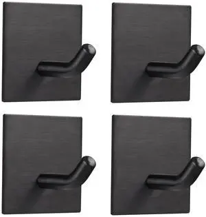 Heavy Duty Adhesive Hooks, Stick on Wall Adhesive Hangers, Strong Stainless Steel Holder, Self Adhesive Hooks for Kitchen Bathroom Home Door Towel Coat Key Robe 4 Packs Black Heavy Duty Adhesive Hooks, Stick on Wall Adhesive Hangers, Strong Stainless Steel Holder, Self Adhesive Hooks for Kitchen Bathroom Home Door Towel Coat Key Robe 4 Packs Black