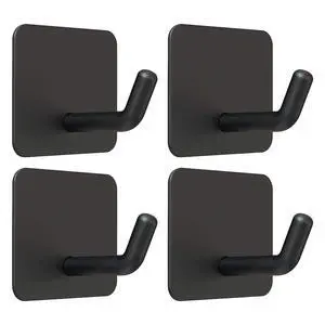 Adhesive Hooks for Shower Wall, Heavy Duty, Black, 4 Pcs Adhesive Hooks for Shower Wall, Heavy Duty, Black, 4 Pcs