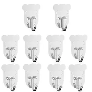 10 Pcs Heavy Duty Adhesive Hooks 10lb Max - Transparent Waterproof Sticky Wall Hooks for Bathroom, Shower, Kitchen, Office - No Damage Self Adhesive Hanging for Towels, Coats, Keys & Home Decor 10 Pcs Heavy Duty Adhesive Hooks 10lb Max - Transparent Waterproof Sticky Wall Hooks for Bathroom, Shower, Kitchen, Office - No Damage Self Adhesive Hanging for Towels, Coats, Keys & Home Decor