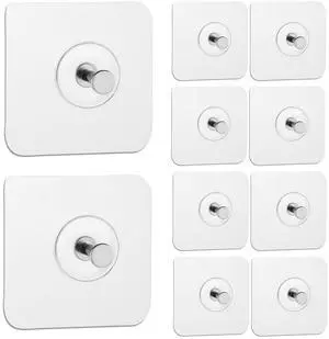 Reusable Adhesive Wall Hooks 13.5lbs(Max) Transparent , Waterproof and Oilproof For Bathroom Kitchen Heavy Duty 10 Pack Reusable Adhesive Wall Hooks 13.5lbs(Max) Transparent , Waterproof and Oilproof For Bathroom Kitchen Heavy Duty 10 Pack