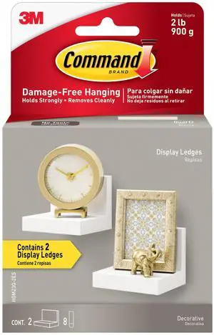 Display Ledges, Holds up to 2 lb, Quartz, 2 Ledges with 8 Medium Strips, Damage-Free Hanging Floating Shelf with Adhesive Strips, Personalize Living Room, Bedroom, Kids Room or Office Display Ledges, Holds up to 2 lb, Quartz, 2 Ledges with 8 Medium Strips, Damage-Free Hanging Floating Shelf with Adhesive Strips, Personalize Living Room, Bedroom, Kids Room or Office