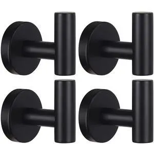 Towel Hooks Bathroom Coat Robe Wall Hook Heavy Duty Door Hanger Towel Robe Clothes Cabinet Closet Sponges Rack for Bathroom Bedroom Kitchen Hotel Pool 4 Packs Black(Drilling Installation) Towel Hooks Bathroom Coat Robe Wall Hook Heavy Duty Door Hanger Towel Robe Clothes Cabinet Closet Sponges Rack for Bathroom Bedroom Kitchen Hotel Pool 4 Packs Black(Drilling Installation)
