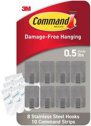 Small Stainless Steel Metal Hooks 8 Hooks 10 Strips Holds up to 0.5 lb Removable Self Adhesive Hooks Great for Wall Decor Small Stainless Steel Metal Hooks 8 Hooks 10 Strips Holds up to 0.5 lb Removable Self Adhesive Hooks Great for Wall Decor