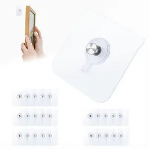 25 Pack Self Adhesive Picture Hooks 20 lbs Load No Drill Picture Hangers Without Nails for Pictures/Shelves on Smooth Surfaces 25 Pack Self Adhesive Picture Hooks 20 lbs Load No Drill Picture Hangers Without Nails for Pictures/Shelves on Smooth Surfaces