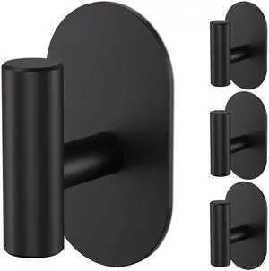 Black Adhesive Hooks Heavy Duty-Max 26lb, Wall Hooks for Shower, Bathroom, Towel, Coat, Robe, Stainless Steel Hooks for Hanging, Sticky Hooks for Walls No Damage- 4 Pack Black Adhesive Hooks Heavy Duty-Max 26lb, Wall Hooks for Shower, Bathroom, Towel, Coat, Robe, Stainless Steel Hooks for Hanging, Sticky Hooks for Walls No Damage- 4 Pack